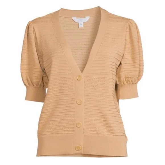 🆕🌹2/$20🌹Women’s Puff Sleeve Cardigan Sweater Brown Time and Tru XL 16 18 NWT - Picture 5 of 11